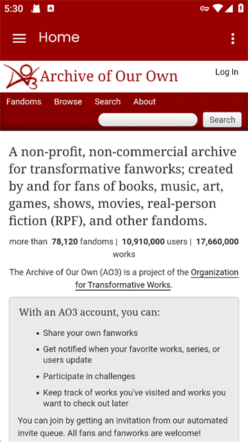 AO3作品库首页